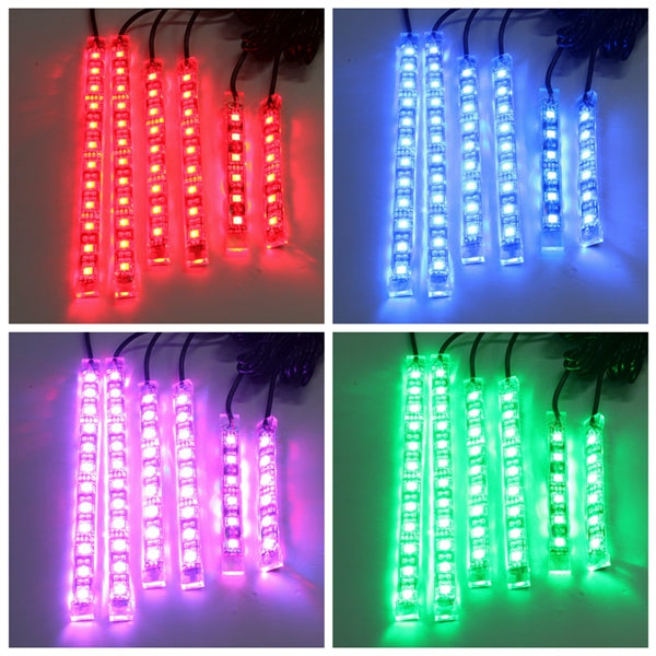 6pcs RGB LED Flexible Neon Strips Light For Motorcycle Auto ATV &Remote Controller