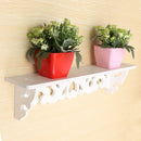 White Wooded Pierced Shelves Home Wall Storage Holder Cut Out Design Wall Shelf