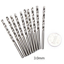 10Pcs 0.3-3mm Micro HSS Twist Drilling Bits Straight Shank Electrical Drill Tool