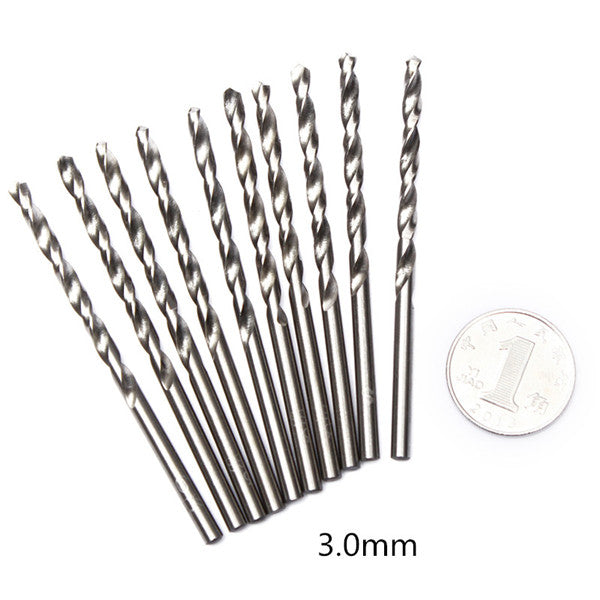10Pcs 0.3-3mm Micro HSS Twist Drilling Bits Straight Shank Electrical Drill Tool