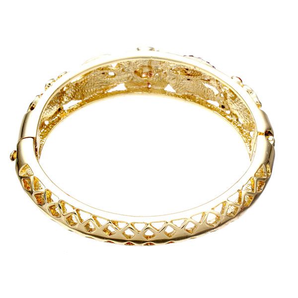 Retro 18K Gold Plated Rhinestone Bracelets Elegant Butterfly Flowers Bangle Bracelet For Women