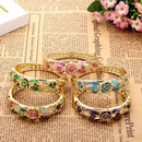 Retro 18K Gold Plated Rhinestone Bracelets Elegant Butterfly Flowers Bangle Bracelet For Women