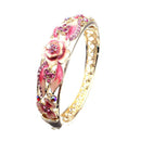 Retro 18K Gold Plated Rhinestone Bracelets Elegant Butterfly Flowers Bangle Bracelet For Women