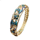 Retro 18K Gold Plated Rhinestone Bracelets Elegant Butterfly Flowers Bangle Bracelet For Women
