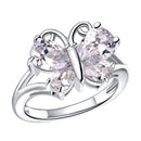 Rose Gold Platinum Plated Zircon Crystal Butterfly Finger Ring For Women