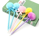5Pcs Adorable Fluffy Pens Cute Ribbon Princess Lovely Ballpoint Ball Pen