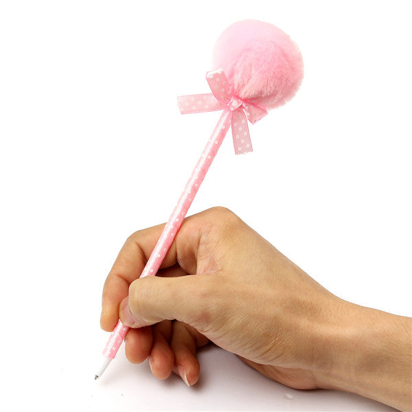 5Pcs Adorable Fluffy Pens Cute Ribbon Princess Lovely Ballpoint Ball Pen