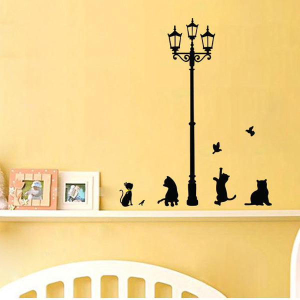 23x40CM Lamp Cat Wall Stickers Home Stairs Sticker Decor Decorative Removable Wallpaper