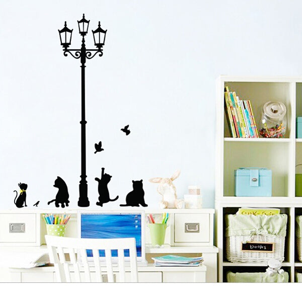 23x40CM Lamp Cat Wall Stickers Home Stairs Sticker Decor Decorative Removable Wallpaper