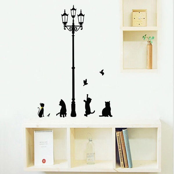 23x40CM Lamp Cat Wall Stickers Home Stairs Sticker Decor Decorative Removable Wallpaper