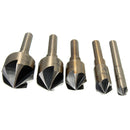 5pcs HSS 82 Degree Deburring Bits Countersink Drill Set Wood Chamfer Chamfering Tool