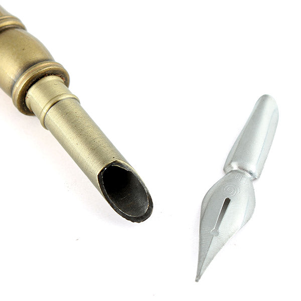 LS806-G Peacock Feather Pen Quill Dip Pen Gift Set