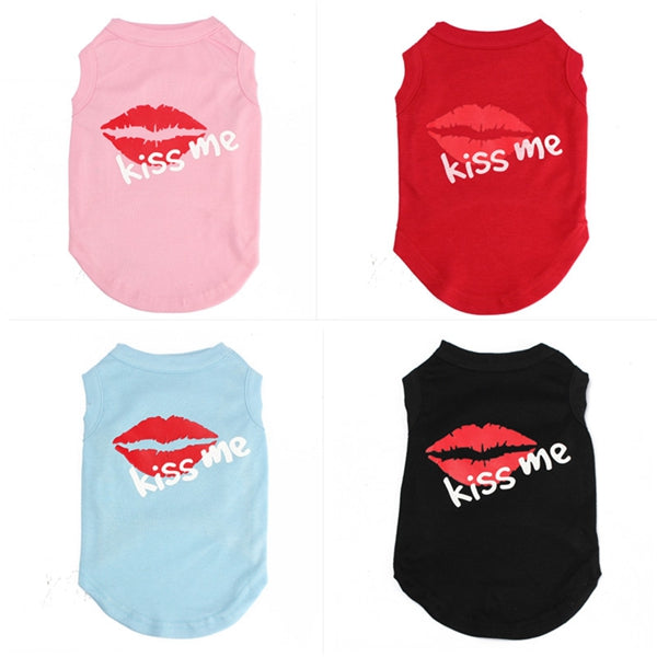 Summer Vogue Pet Dog Cat Vest Waistcoat Sleeveless Red Lip Vest Coat