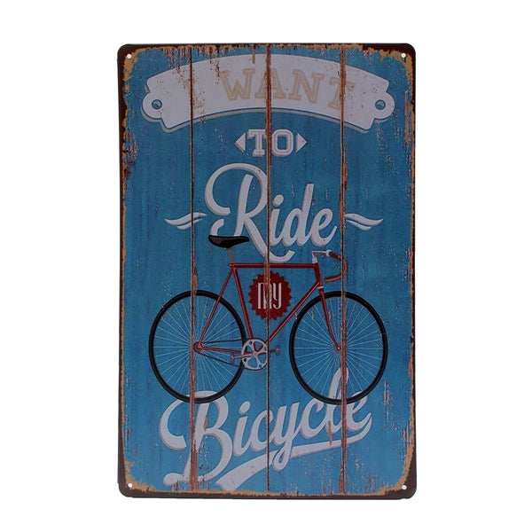 Bicycle Tin Sign Vintage Metal Plaque Poster Bar Pub Home Wall Decor