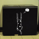 Cartoon Black White Cat Wall Sticker Home Decor Refrigerator Kitchen Cabinet Wallpaper