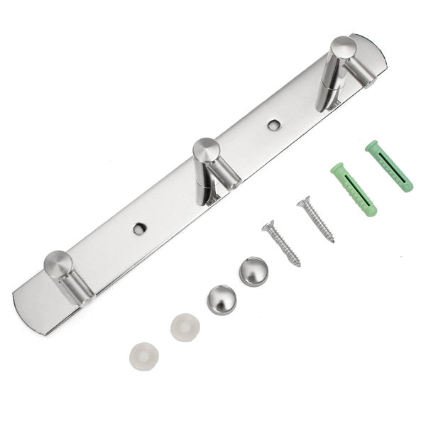 3 Hooks Silver Clothes Hat Towel Robe Rack Stainless Door Holder Wall Hanger