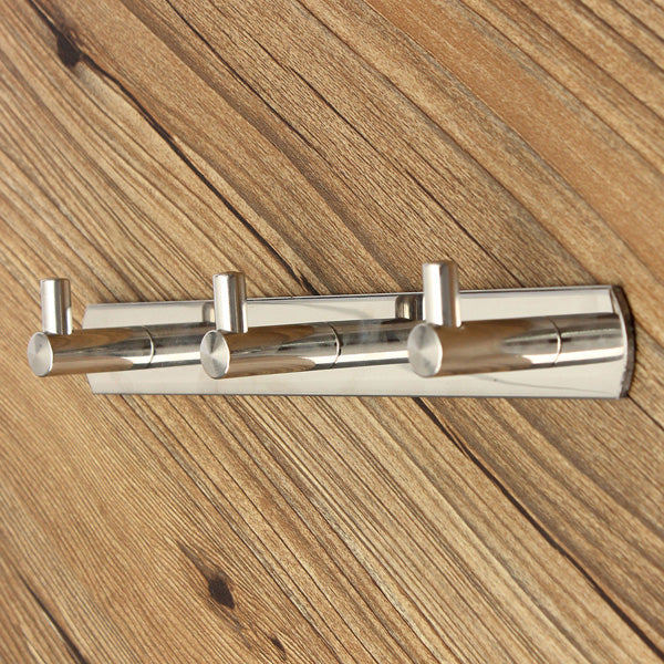 3 Hooks Silver Clothes Hat Towel Robe Rack Stainless Door Holder Wall Hanger