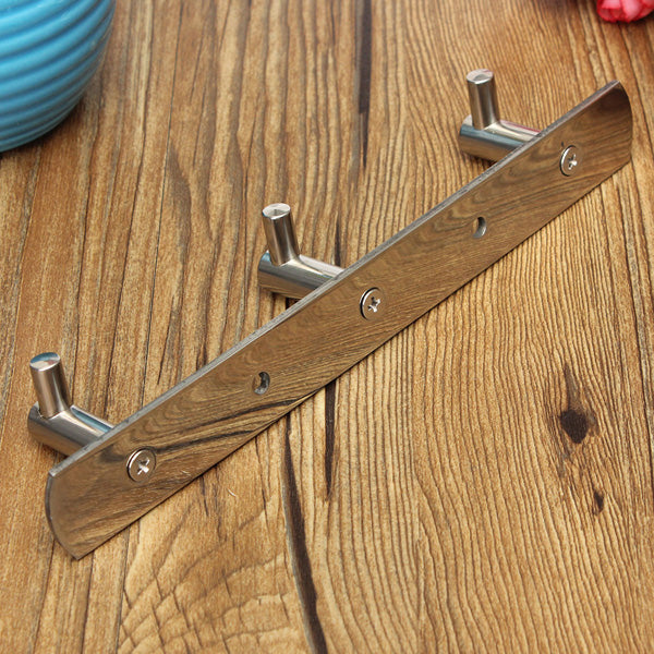 3 Hooks Silver Clothes Hat Towel Robe Rack Stainless Door Holder Wall Hanger