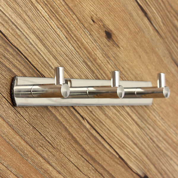 3 Hooks Silver Clothes Hat Towel Robe Rack Stainless Door Holder Wall Hanger