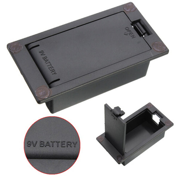 Flat Mount 9V Battery Case Box Holder Cover Electric Guitar Bass Part Black