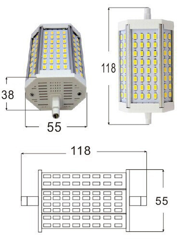 R7S 30W 3000LM 118mm 64 SMD5730 Warm White/White LED Light Bulb 85-265V