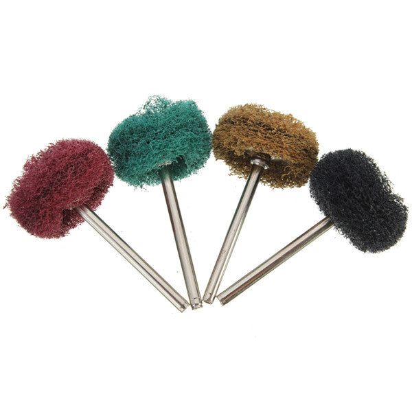 4pcs Polishers Buffers Abrasive Scouring Pad Grinding Head 3mm Shank Fits For Dremel