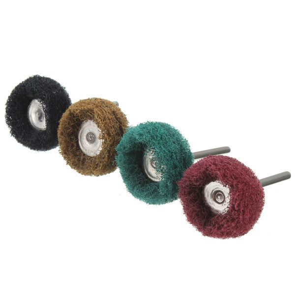 4pcs Polishers Buffers Abrasive Scouring Pad Grinding Head 3mm Shank Fits For Dremel