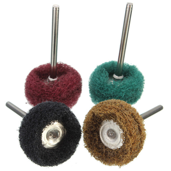 4pcs Polishers Buffers Abrasive Scouring Pad Grinding Head 3mm Shank Fits For Dremel