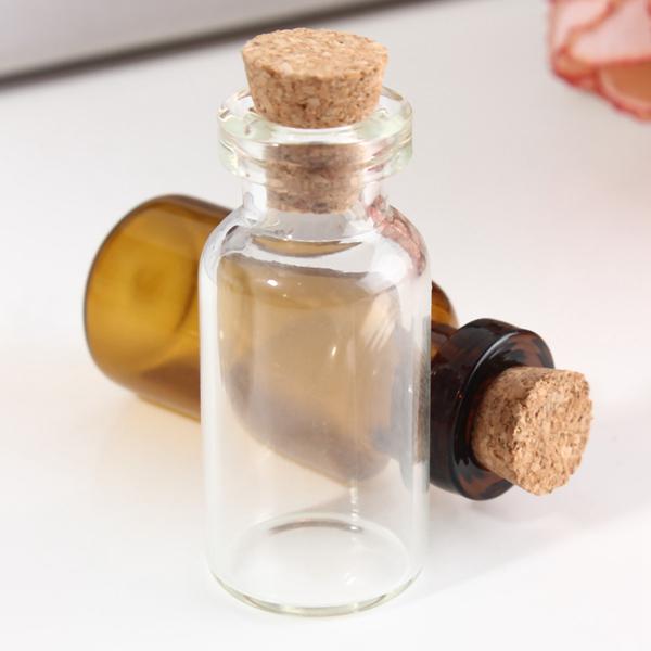 Clear Bronze Empty Wishing Message Glass Bottle Vial With Cork