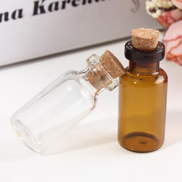 Clear Bronze Empty Wishing Message Glass Bottle Vial With Cork