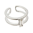 Gold Silver Double Layer Crystal Knuckle Finger Ring Women Jewelry