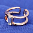 Gold Silver Double Layer Crystal Knuckle Finger Ring Women Jewelry