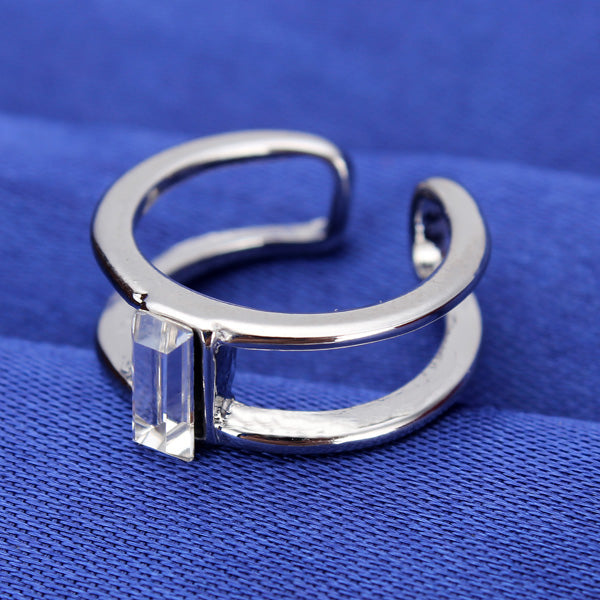 Gold Silver Double Layer Crystal Knuckle Finger Ring Women Jewelry