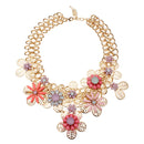 Bib Gold Plated Chain Resin Flower Statement Chunky Necklace