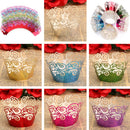 12pcs 7 Colors Filigree Cup Cake Wrappers Wrap Case Wedding Birthday Party Supplies