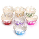 12pcs 7 Colors Filigree Cup Cake Wrappers Wrap Case Wedding Birthday Party Supplies