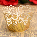 12pcs 7 Colors Filigree Cup Cake Wrappers Wrap Case Wedding Birthday Party Supplies