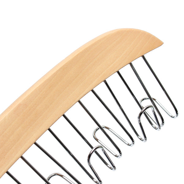 Multifunction Hardwood Belt Tie Cap Hanger With 12Pcs Chrome Hook Closet Hook