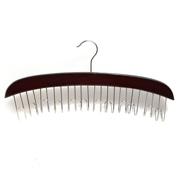 Multifunction Hardwood Belt Tie Cap Hanger With 12Pcs Chrome Hook Closet Hook