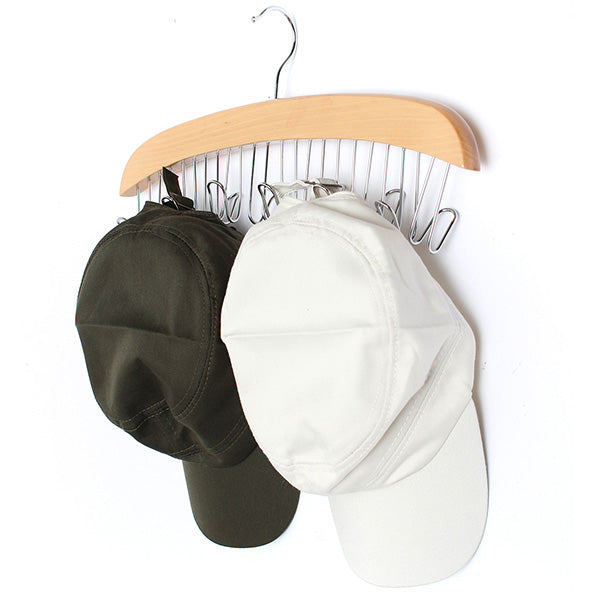 Multifunction Hardwood Belt Tie Cap Hanger With 12Pcs Chrome Hook Closet Hook