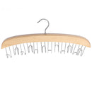Multifunction Hardwood Belt Tie Cap Hanger With 12Pcs Chrome Hook Closet Hook