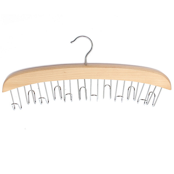 Multifunction Hardwood Belt Tie Cap Hanger With 12Pcs Chrome Hook Closet Hook