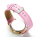 Fashion Women Chrysanthemum Design Round Dial Leather Quartz Watch