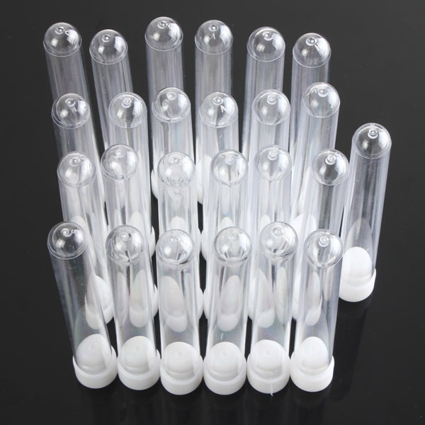 25pcs Round Bottom Clear Plastic Test Tube With Cap Stopper 15X100mm