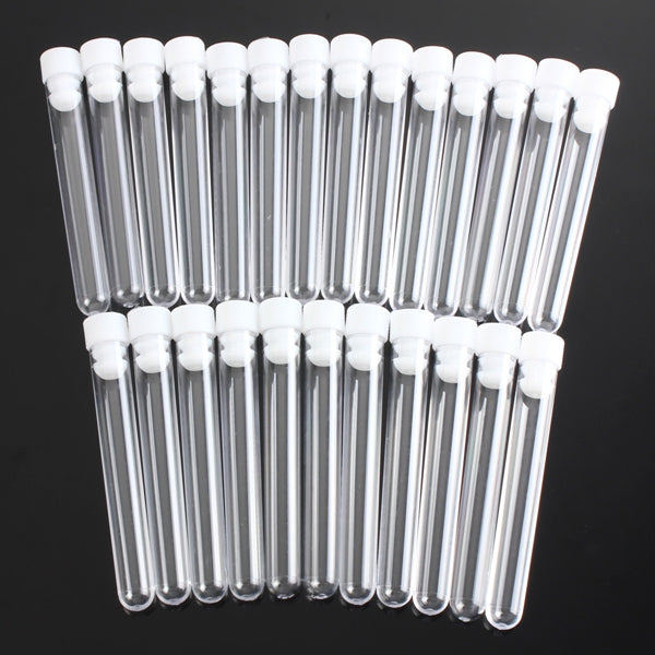 25pcs Round Bottom Clear Plastic Test Tube With Cap Stopper 15X100mm