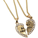 Rhinestone Broken Heart Double Parts Best Friend Pendant Necklaces