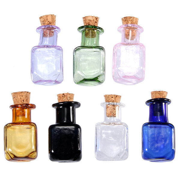 10x25mm Multicolor Mini Glass Square Message Wishing Bottle Vial