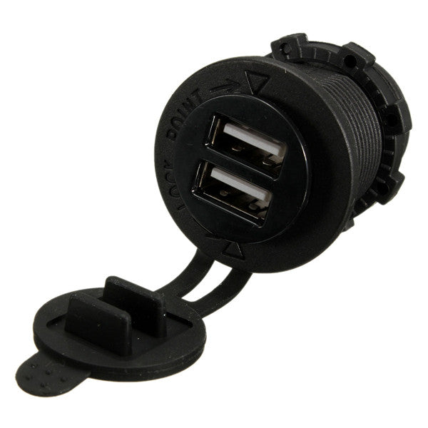 12-24V Dual USB Motorcycle Phone Power Charger With Waterproof Cover