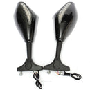 Rear View Mirrors With LED Turn Signal For Yamaha Honda Kawasaki Suzuki