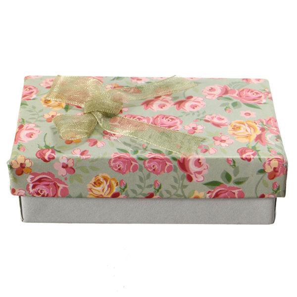 Flower Bowknot Necklace Earrings Ring Jewelry Gift Paper Box Case